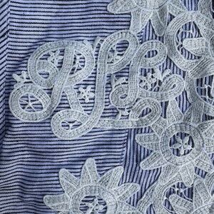 Lauren Ralph Lauren women’s size SP linen top embroidered logo black/white NWOT